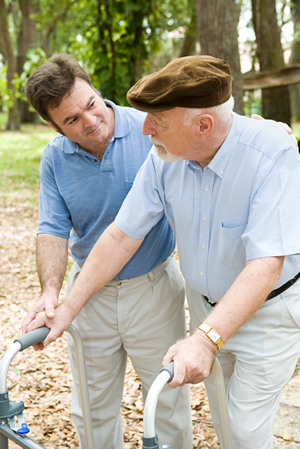 Senior being helped